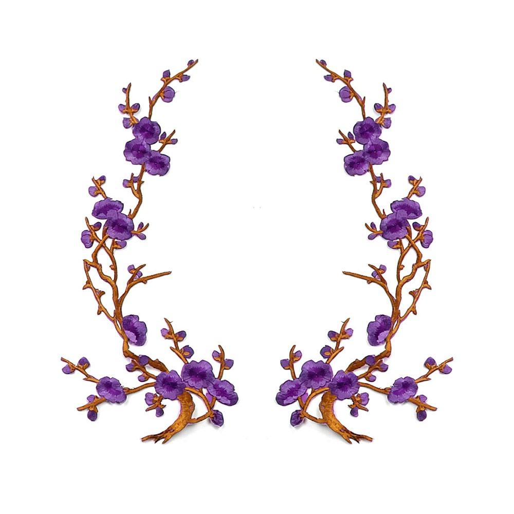 Hot Melt Adhesive Cherry Blossom Iron On Patches DIY Branch Embroidery Applique Clothing Repair