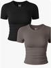 Women's Versatile Short Sleeve Round Neck Ruffle Slim Fit Crop Top