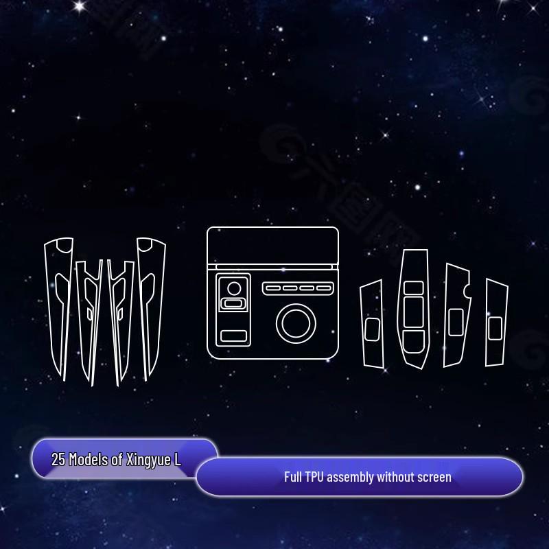 Geely Xingyue L Accessories: Navigation Screen Protector, Door Panel Protector, Central Control Sticker