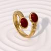 Open Ring Wide-Faced Vintage Index Finger Ring Distressed Texture Retro Style Stainless Steel Texture Stacking Finger Band Jewelry Gift