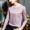 New autumn simple cotton pullover loose double-sided mercerized cotton long-sleeved women's top