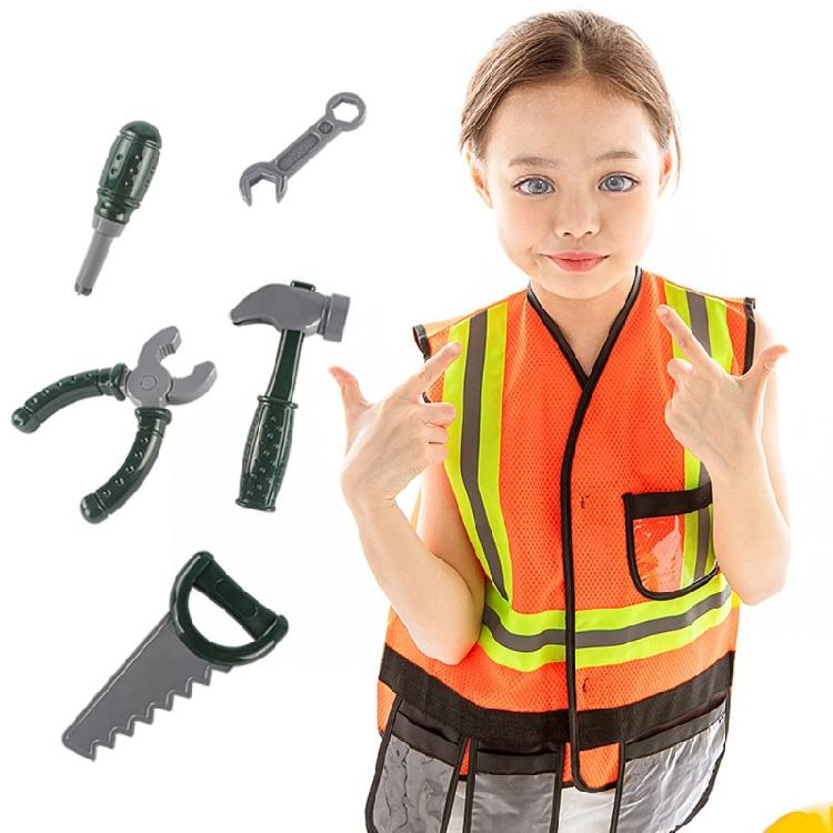 Childrens Interactive Role Play Costume Fabric Construction Outfit With Detachable Accessories Educational Toy For Ages +