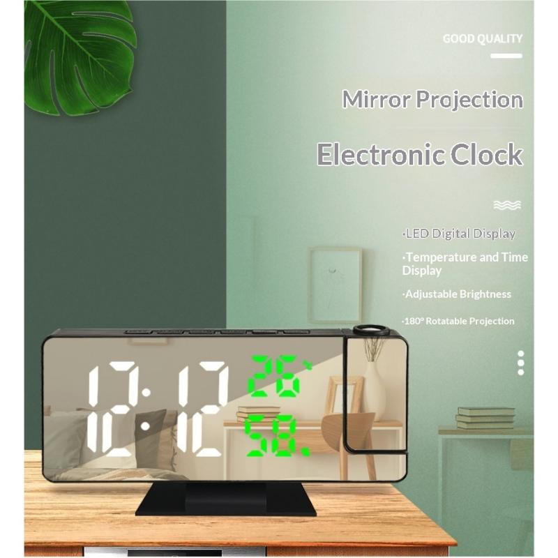 Led Digital Alarm Clock Projection Clock With 180°Rotatable Projector Mirror Large Screen Projection Clock For Home Office Table