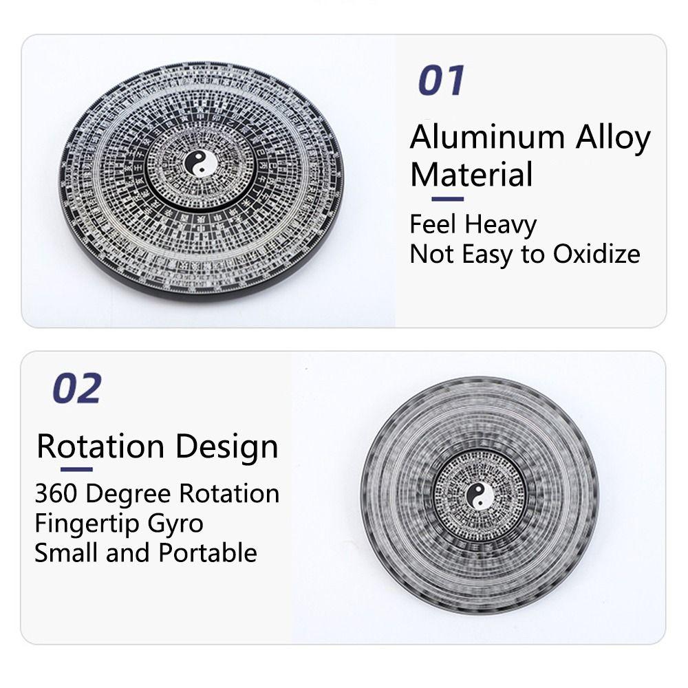 Aluminium Zinc Zinc Alloy Tai Chi Fingertip Gyro Bagua Pattern Zodiac Spinning Toys Relax Toy Office