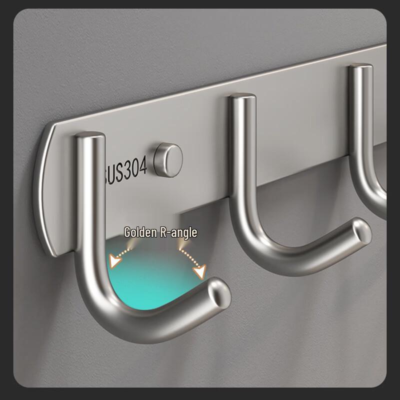 DANLE No-Drill Adhesive Stainless Steel Hook Rack