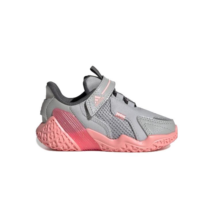 adidas 4Uture Rnr El I Slip Resistant Cushioning Abrasion Resistant Low Top Toddler Shoes Gray Pink Infant And Toddler FV2787