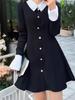 Hepburn Style Black Long Sleeve Petite Dress for Women - Autumn/Winter 2025