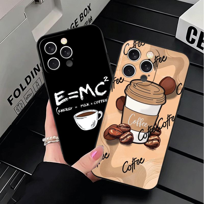 Black Coffee Fashion Style Soft Phone Case for iPhone 16 16E 17 Air 15 Pro Max 14 Plus 13 Mini 11 12 7 Black Cover Back Shell