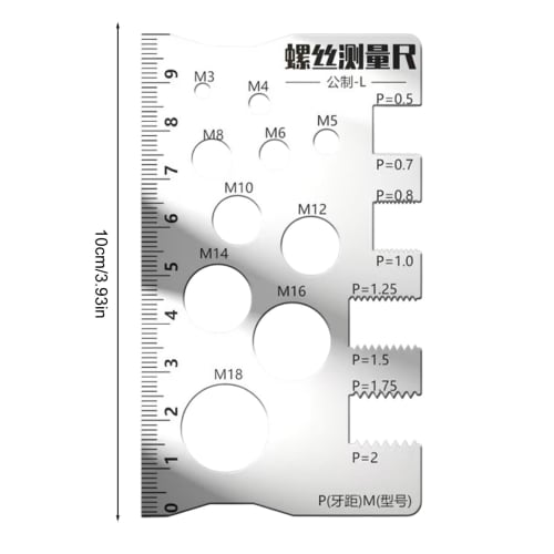 Thread Size Gauge | Bolt Measuring Ruler, Metric Thread Measuring Tool for Construction, Workshops, Metalworking, Industrial, Automotive, Home Use, an