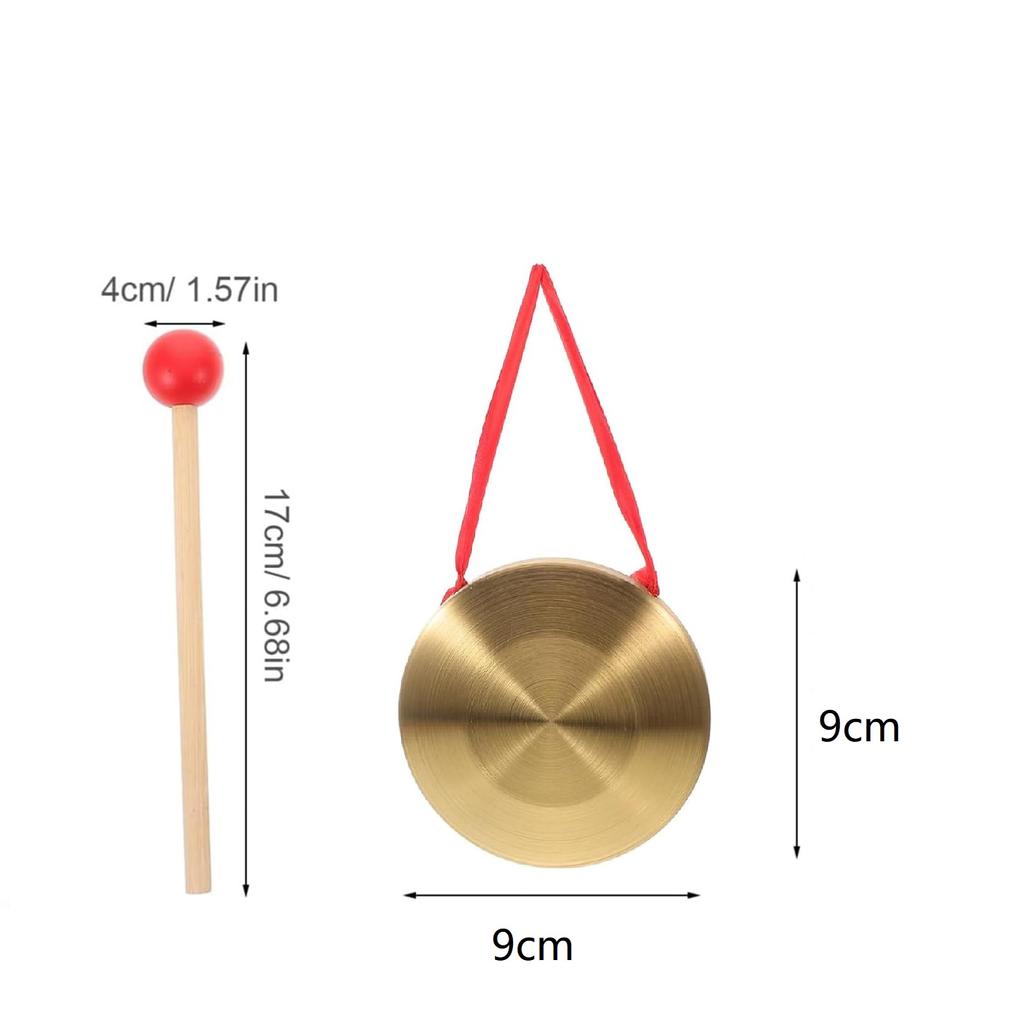9/12/15cm Mini Gong Instrument Chinese Traditional Percussion Instrument Copper Gong with Beater for Kid Toy Celebration