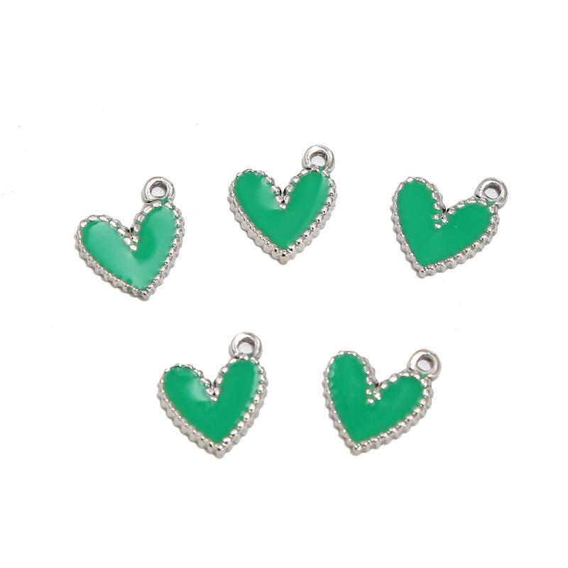 10pcs Gold Plated 10*12mm Stainless Steel Charm Enamel Heart Pendants Mixed Accessories For DIY Necklaces Making Findings