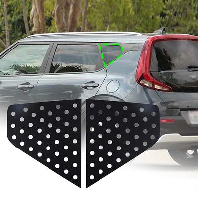 For Kia Soul - Aluminum Alloy Black Car Rear Triangular Glass Window Honeycomb Decorative Panel Sticker Accessories