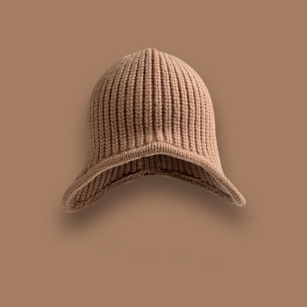 Casual Versatile Winter Knitted Hat Ear Protection Warm Overhead Cap Solid Color Coldproof Earflap Hat for Women