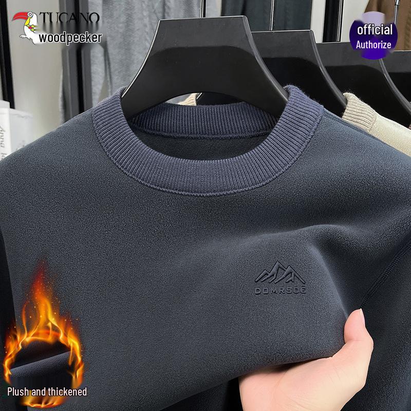 Woodpecker Men s Winter Plus Velvet Thickened Hoodie Pullover L, 110-130 jin серый