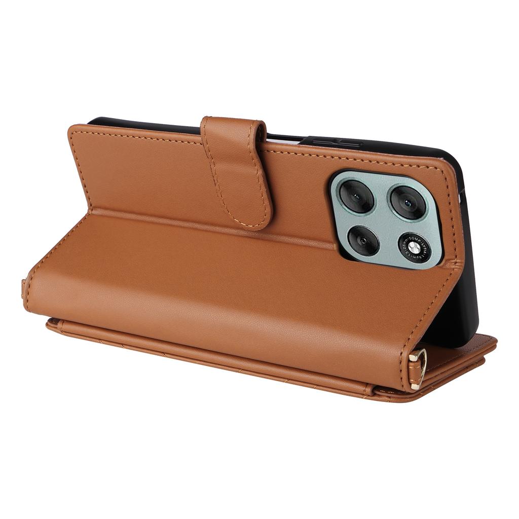 For Motorola Moto G56 5G Case with Shoulder/Wrist Strap Leather Phone Cover Stand Wallet