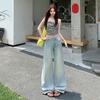 Light-colored low-rise jeans for women's summer and autumn new retro high-end washing water slightly pulled casual long pants