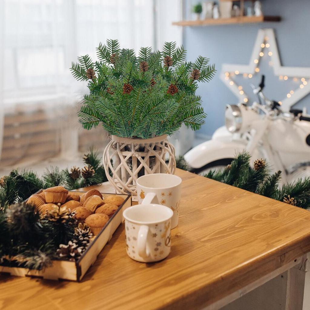 6pcs Simulated Plant Pine Needles, Pine Cones, Single Christmas Ornament Decoration, Christmas Pine Needles, Pine Branches