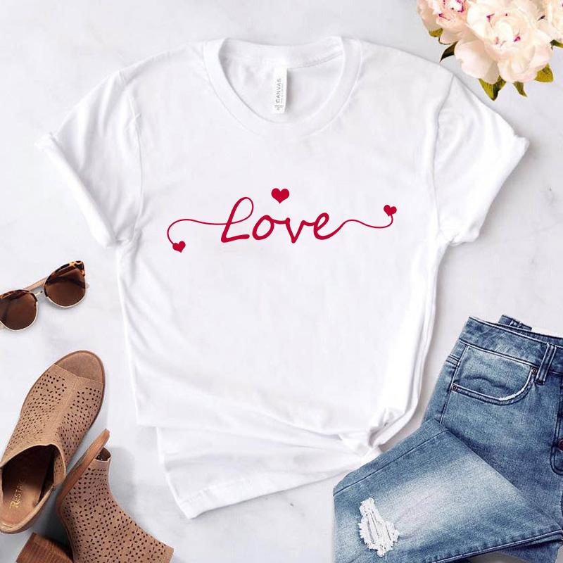 Women Tshirt Harajuku Love Graphic Fashion Female Tee Top White Ladies T-Shirt Casual Streetwear Tee Shirt Femme