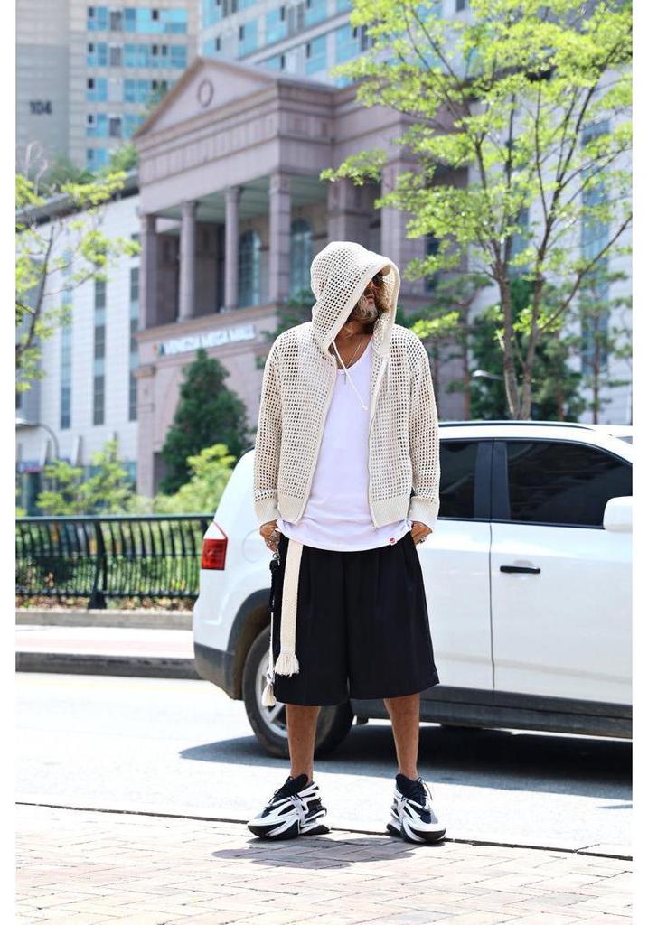 Men's European Mesh Knit Hooded Cardigan Sweater – Sun Protection & Long Sleeve