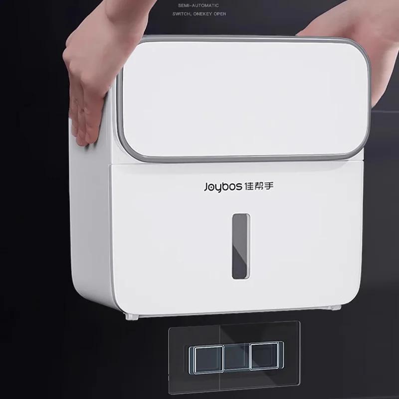 Toilet tissue holder without punching holes waterproof toilet paper box bathroom paper drawer wall mounted storage rack