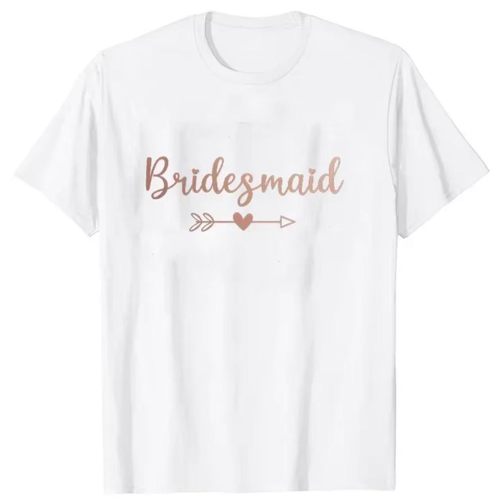 Engagement Bridal Wedding Party T-shirt Team Bride Squad Bridesmaid Tops Maid of Honour Tshirt Bachelorette Hen Party EVJF Tees