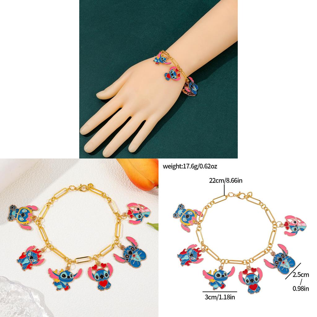 Stitch Cartoon Charm Bracelet For Girls With Zinc Alloy Finish Perfect For Friendship Gift