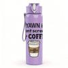 1PC Yawn Coffee Cup Funny Quote Pattern 750ml Color Plastic Sports Water Bottle Leakproof Flip Straw Lid Suitable for Sports Office Home Use