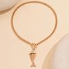 Bohemian Fishbone Pendant Necklace, Gold Collarbone Chain, Exquisite Fishbone Design, A Versatile Layered Jewelry Suitable for Casual and Formal Wear.