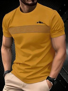5er-Set, Gestreifte Stilvolle Lässige Herren-Kurzarm-T-Shirts, Farbverlauf Sommer Rundhals Schnelltrocknend Atmungsaktive Kurzarm-T-Shirts