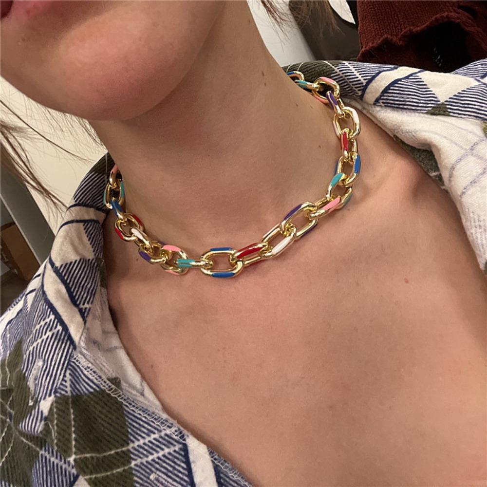 Metal Steampunk Lock Choker Necklace Bohemian Style Chunky Chains Choker  Hip Pop Rap Singer