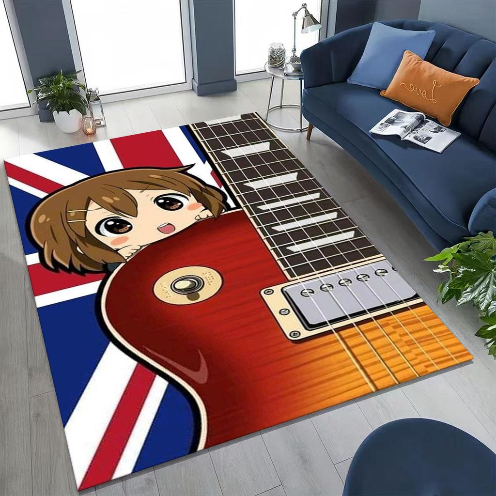 Anime K-ON Kawaii Girl Hirasawa Yui Music Cartoon Rug for Bedroom Living Room Sofa Home Doormat Decor,Kids Non-slip Floor Mat