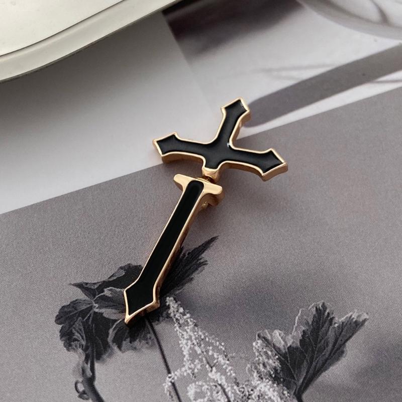 Gothic Emamel Cross Earrings Vintage Cool Punk Christian Ear Jacket Goth Dagger Earrings Jewelry Gift For Women Men