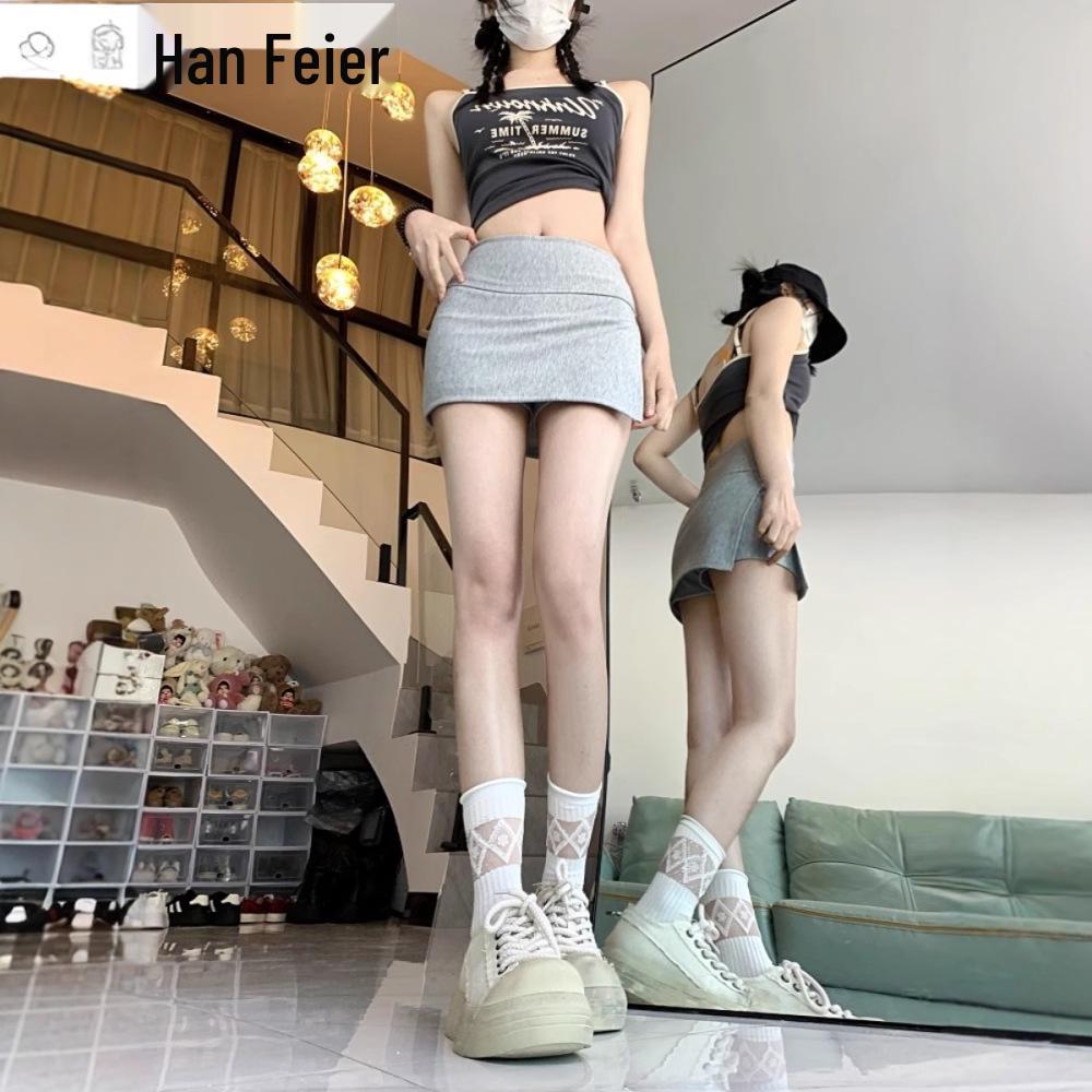 

2024 High Waist A-line Bodycon Sports Skirt for Women M (90-105 jin) темно-сірий