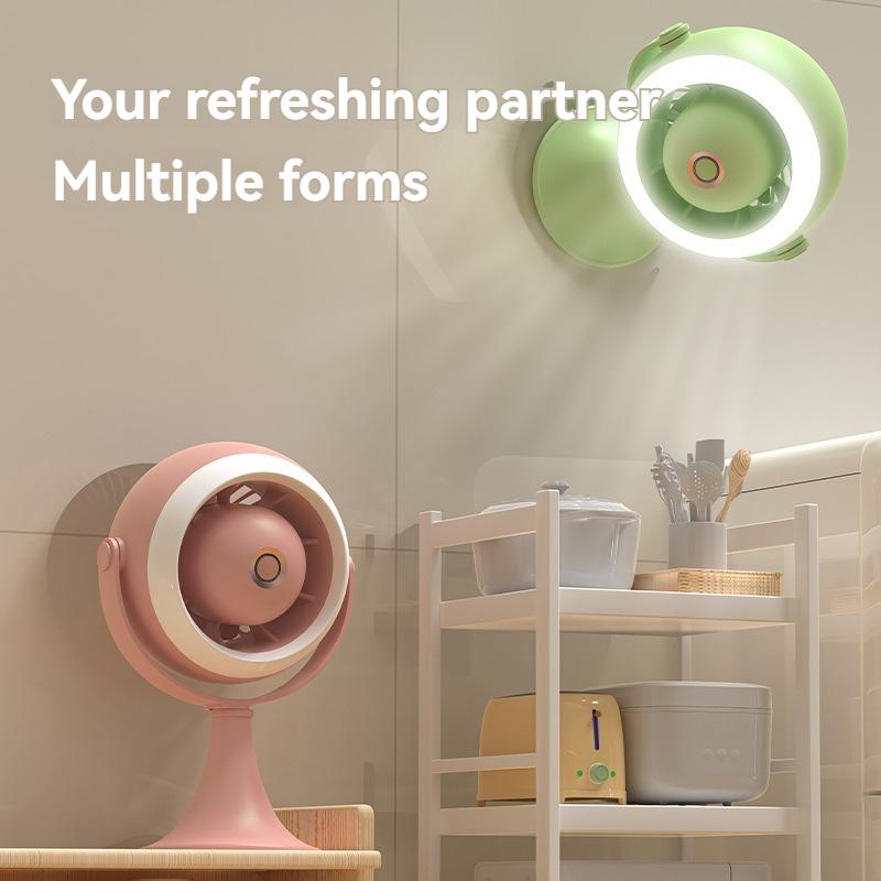 Turbo Fan, Desktop Illuminated, Wall-mountable Fan, USB Rechargeable Night Light Electric Fan
