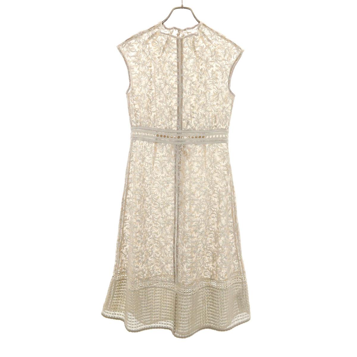 

FRAY I.D Кружевной узор Без рукавов Однотонное платье из органзы 1 С внутренней майкой Женское Б/У