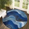 Wave Art Style Flannel-printed round floor mats are slip-resistant Suitable for living room bedroom terrace garden carpets