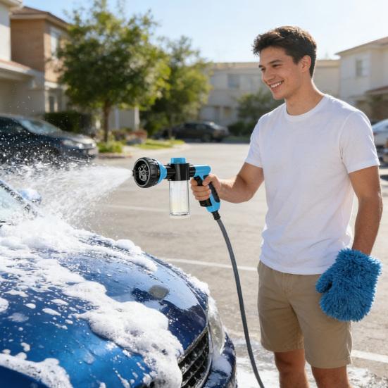 Car Wash Foam Cannon High Pressure Garden Hose Nozzle with Soap Dispenser Foam Sprayer with 8 Adjustable Spray Modes