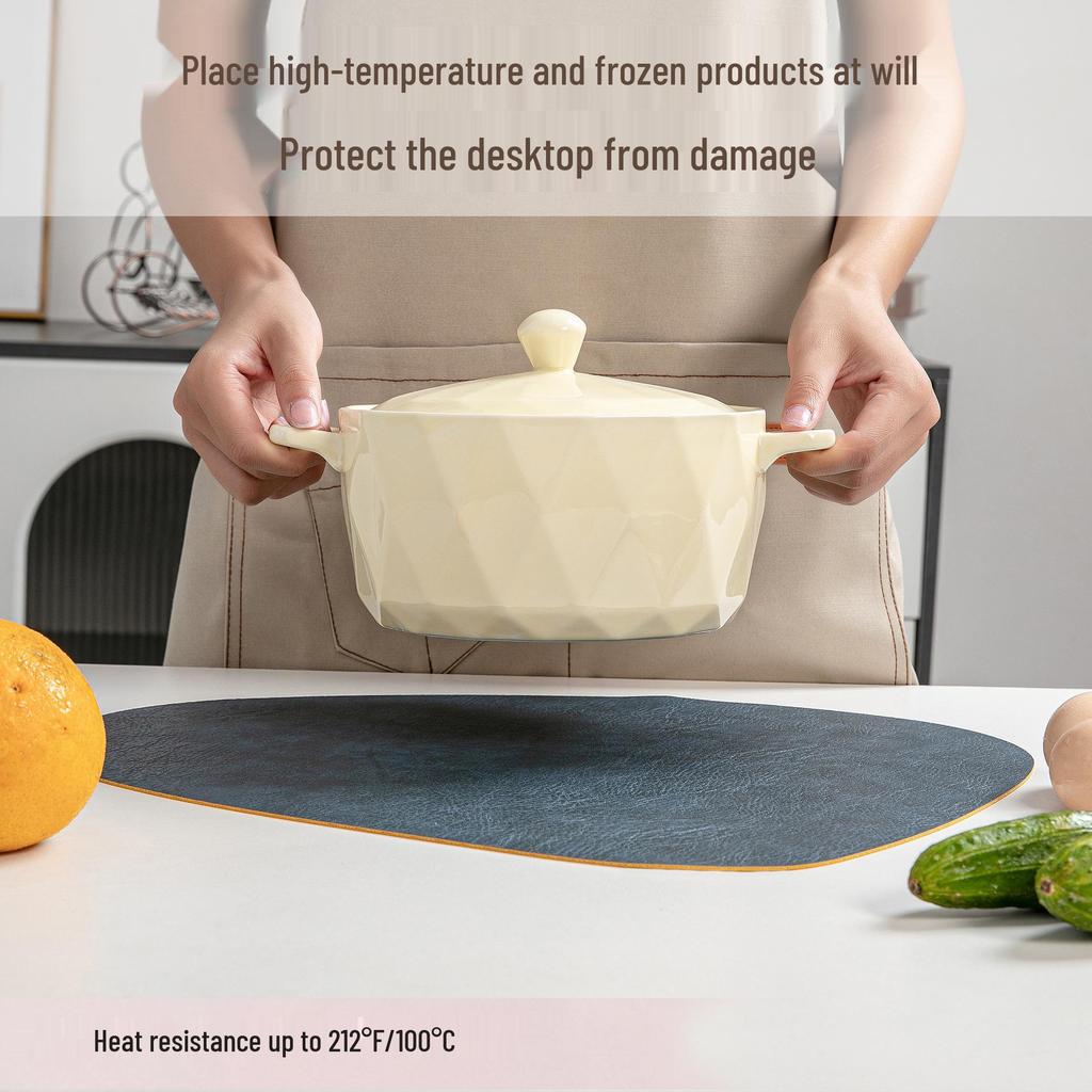 Water Drop Cowhide-Style Double-Sided Placemat: Anti-Scalding Heat Insulation Coaster, Ins Style.