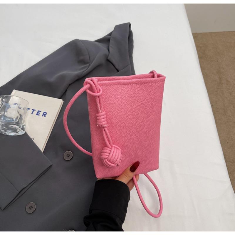 Candy color lychee pattern mobile phone bag, new summer mini small bag, walking bag, shoulder messenger bag.