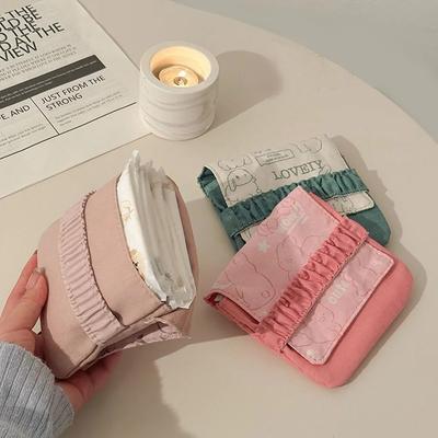 New Sanitary Pad Pouch Mini Folding Women Cute Bag for Gaskets Napkin Towel Storage Bags Pouch Case Sanitary Pad Organizer