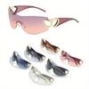 Y2K Mode Randlose Sonnenbrille Männer Frauen Personalisierte Liebe Luxus Designer Brille Einteilige Sonnenbrille