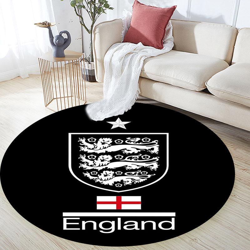 England Football   Round Rug, Non Slip Washable Circular Carpet For Living Room Bedroom Playroom, Sports Fan Decor, Holiday Birthday Gift