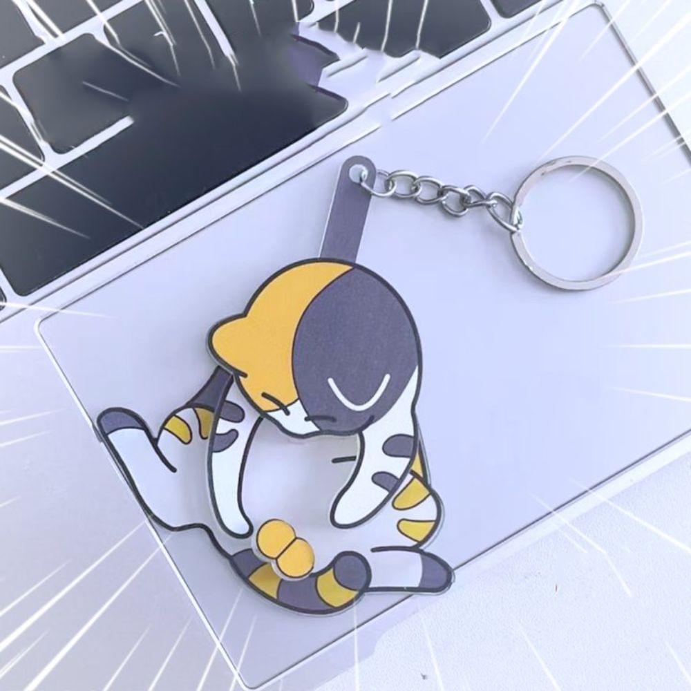 Rotatable Pull Play Egg Cat Keychain Exquisite Jewelry Keychain Cute Trick Cat Bag Pendant  Couple