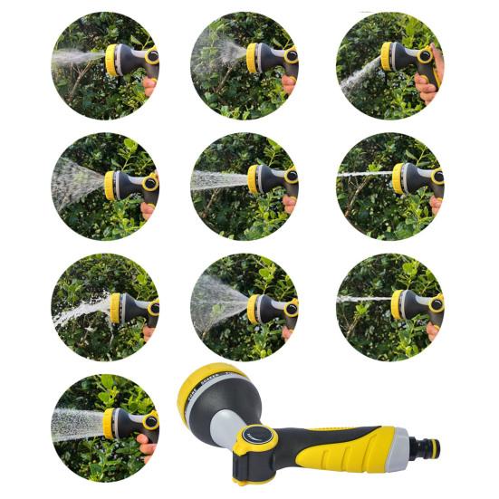 Water Hose Nozzle Sprayer Thumb Control 10 Modes Heavy Duty Washing Garden Watering Hose Spray Nozzle Yard Supply