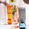 Nordic Handmade Striped Glass Vase for Mini Flower Arrangements – Transparent Ornament for Living Room Decor