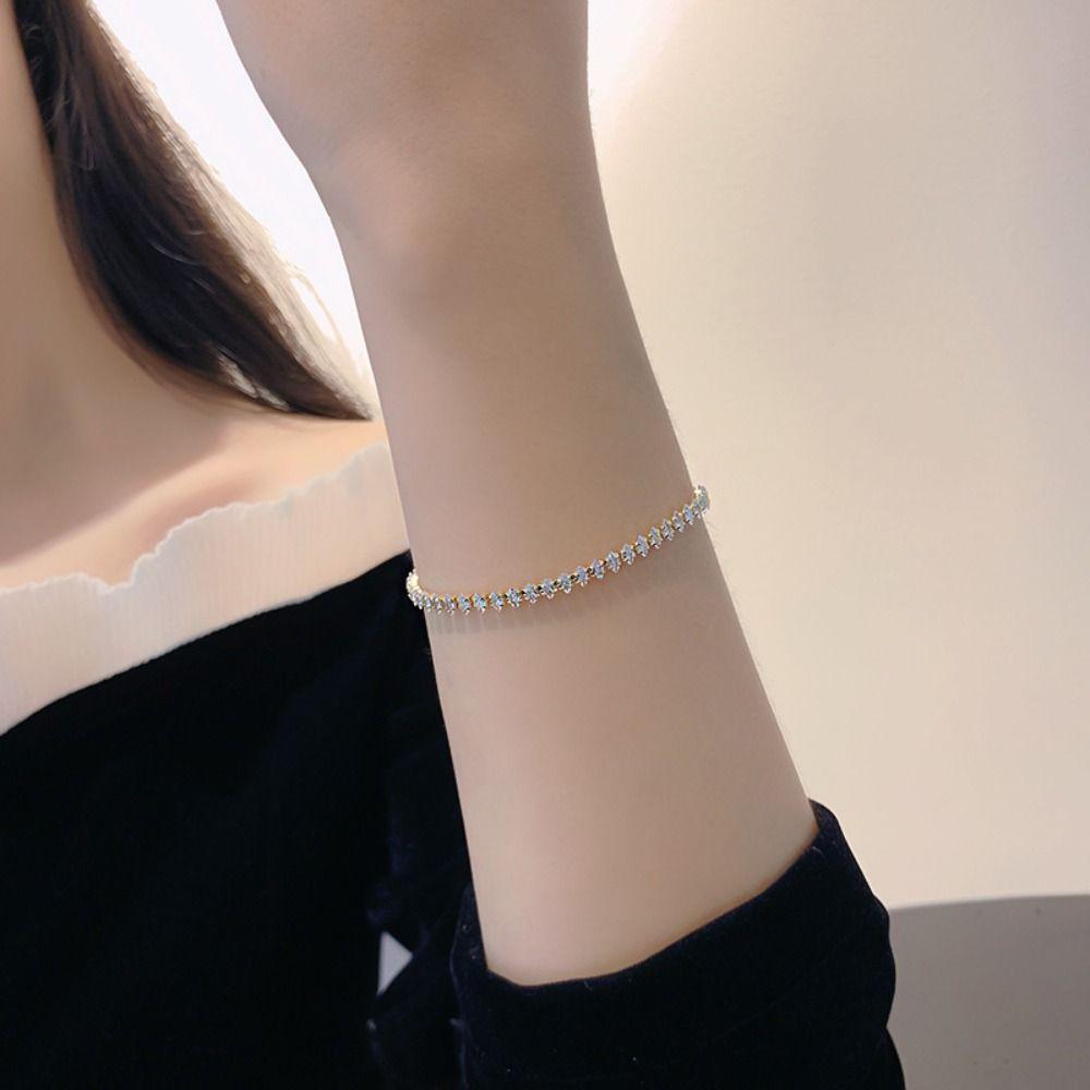 Gold Silver Sparkling Bracelet Rhinestone Diamond Bracelet Zircon Chain Bracelet  For Gala Dinners