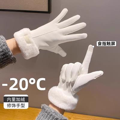 Winterfleece Kälteschutz Warme Handschuhe für Damen, Touchscreen Spritzschutz Outdoor Riding Elektrofahrzeug Winddicht Plüschhandschuhe