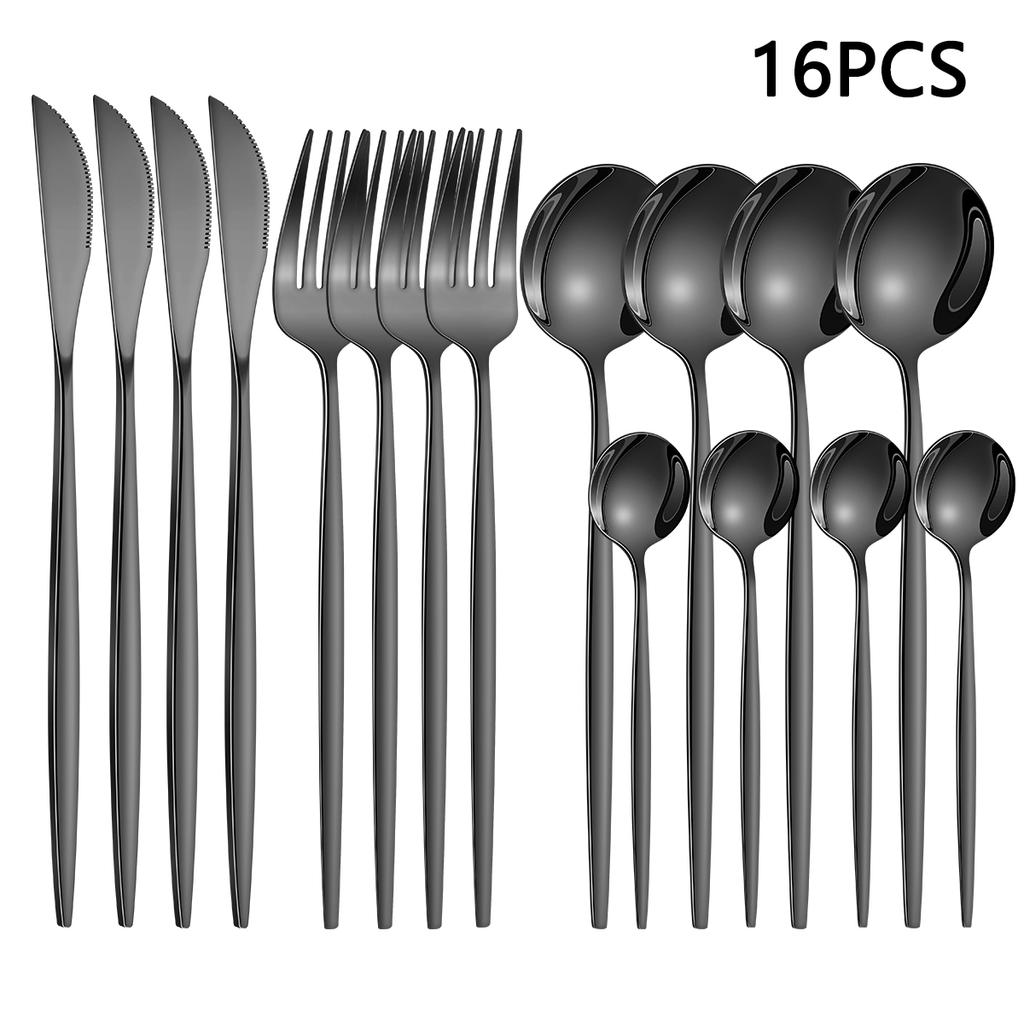 4/6/16/24pcs Home Portuguese Style Cutlery Set Restaurant Hotel Steak Knife Fork Spoon Dessert Spoon