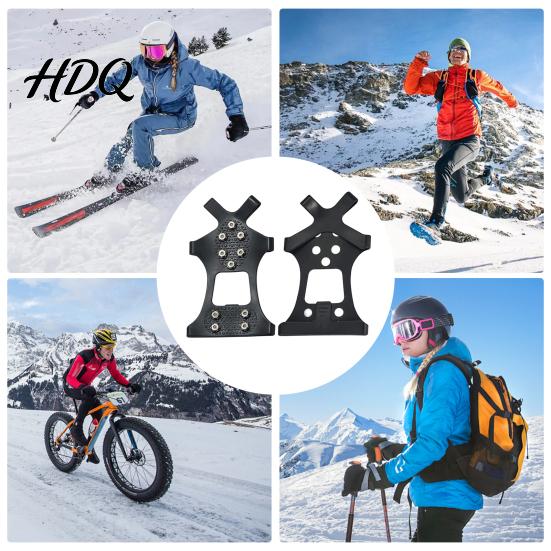 Lightweight Crampons 1 Pair Ice Cleats with 10 Studs Anti-slip Grips Snow Durable Traction Crampons Winter Walk for Outdoor Hiking Fishing Aid
