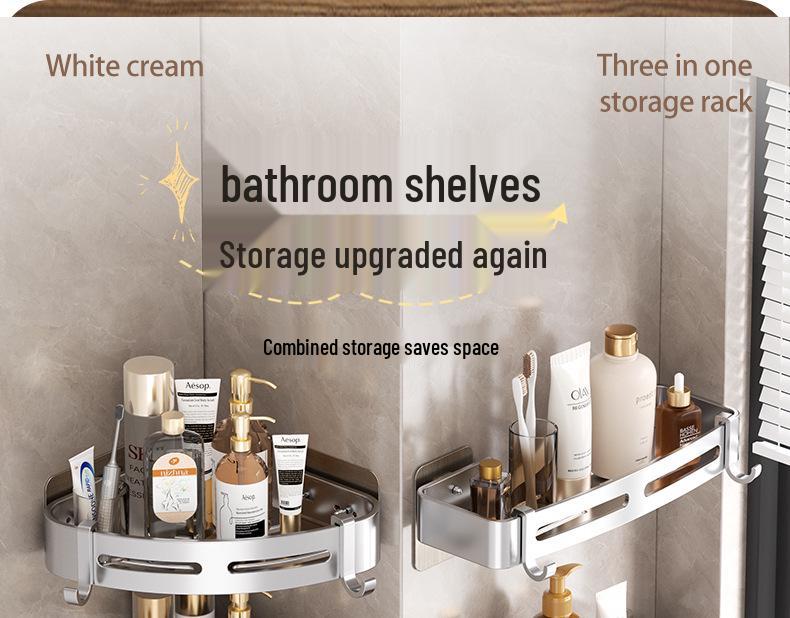 Punch-Free Wall-Mounted Bathroom Storage Shelf